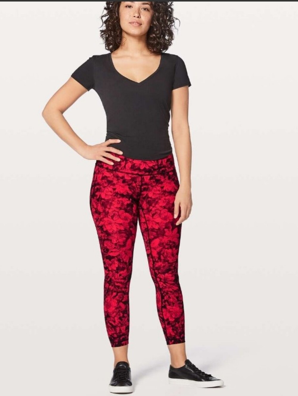 Lululemon Size 4 Wunder Under Hi-Rise 7/8 Tight 25" Red And Black Leggings